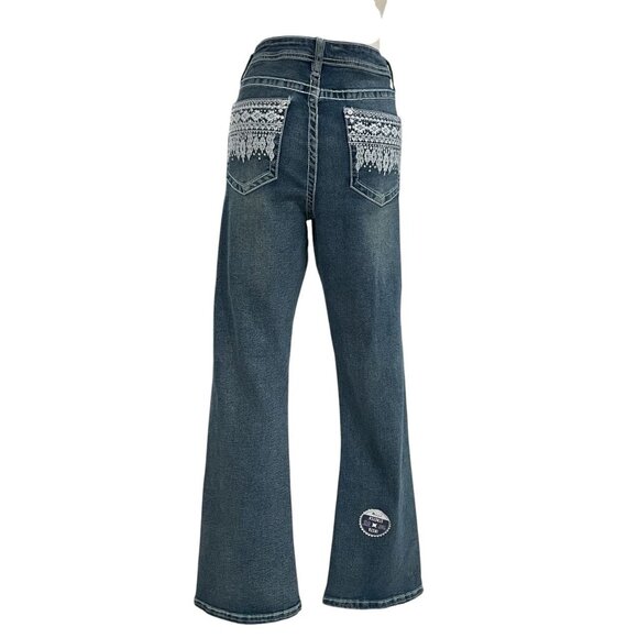 Harper Ivy High Waisted Wide Leg Jeans Boho Embroidered Trendy Comfy Festival - Picture 7 of 12
